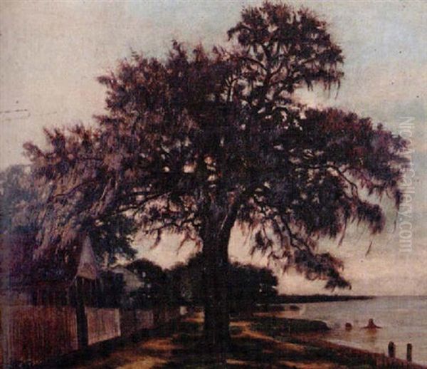 Along The Shores Of Lake Ponchartrain, Mandeville Oil Painting by Edward E. Dessomes