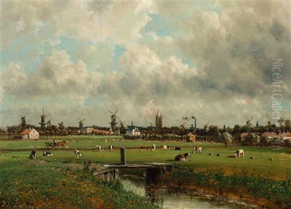 View Of Schiedam Oil Painting by Johannes Joseph Destree