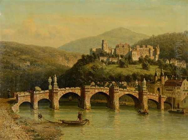 Vue D'heidelberg Oil Painting by Johannes Joseph Destree