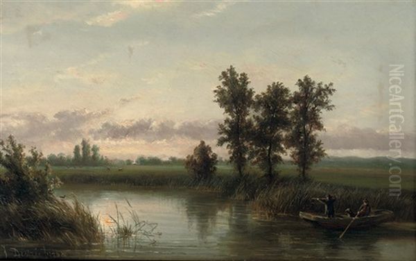 The Duck Hunt Oil Painting by Johannes Joseph Destree