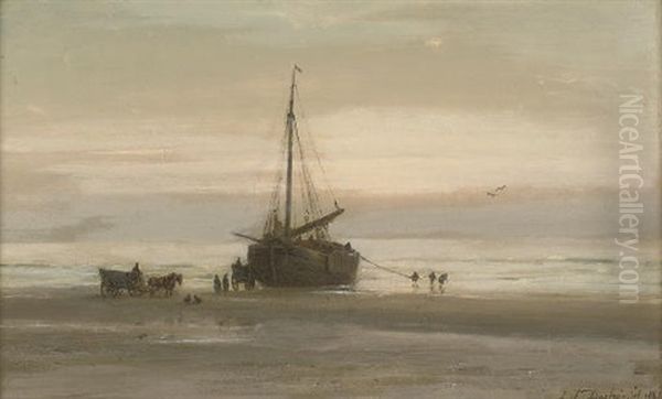 Bringing In The Catch Oil Painting by Johannes Joseph Destree