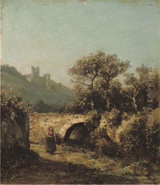 By The Bridge Oil Painting by Johannes Joseph Destree