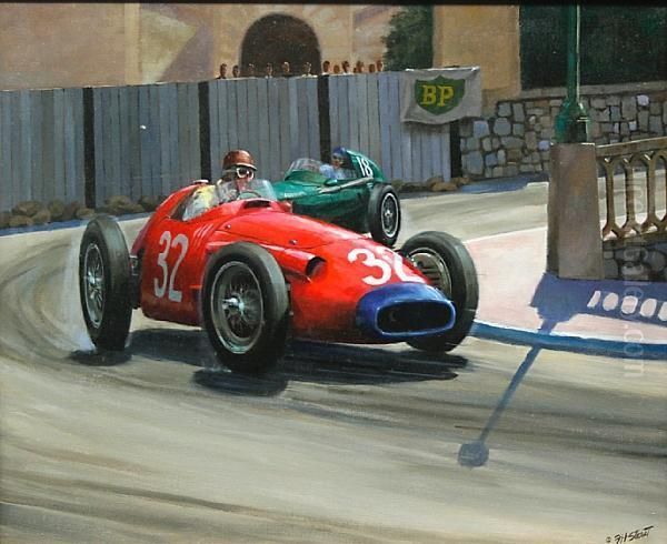 Fangio At Monaco1957 Oil Painting by Frederick Scott Archer