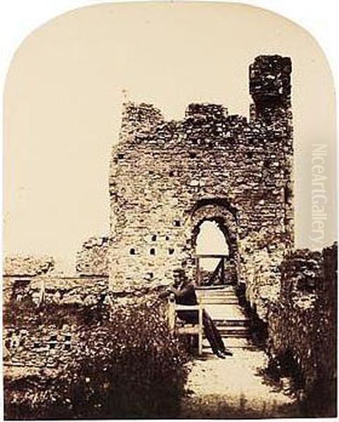 Ruined Tower With Figure In Foreground Oil Painting by Frederick Scott Archer