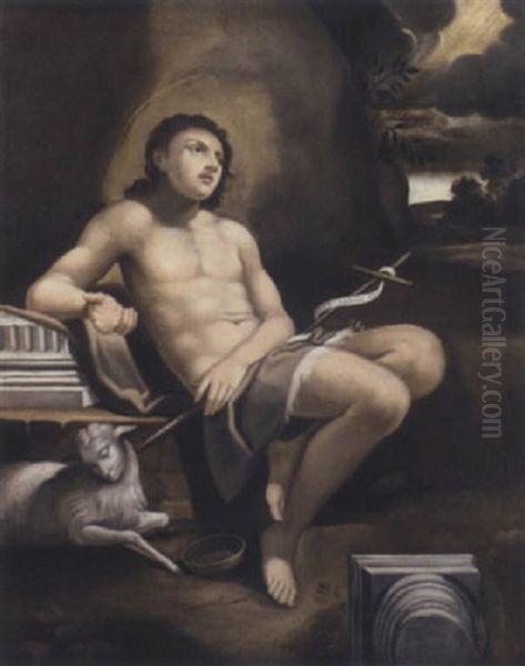 Saint John The Baptist In The Wilderness Oil Painting by Michele Desubleo