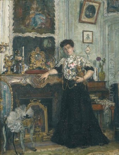 Portrait De Madame Piot Dans Son Salon De Marcilly Oil Painting by Georges Desvallieres