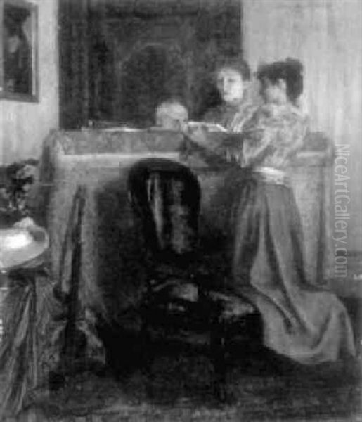 Emile Desvallieres, Claire Et Marguerite Lefevre (femme De Georges) Oil Painting by Georges Desvallieres