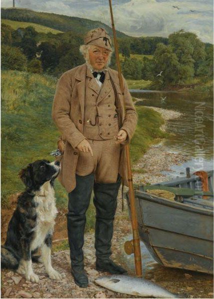 Robert Kerss, Gamekeeper And Fisherman At Mounteviot Oil Painting by James Archer