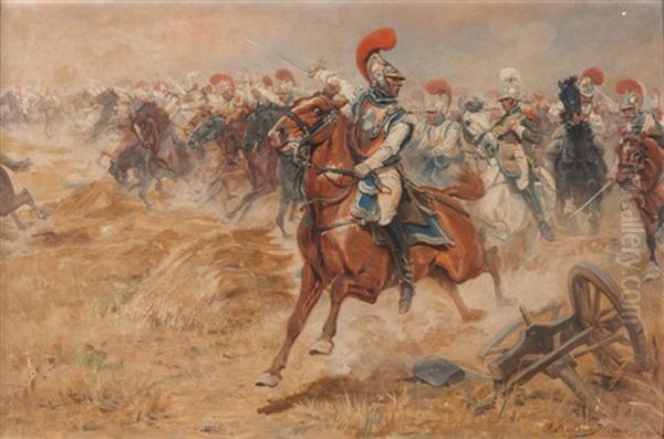 La Charge Des Carabiniers Oil Painting by Raymond Desvarreux