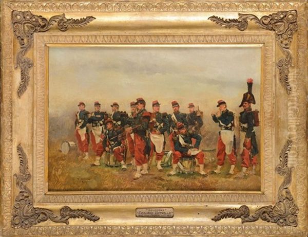 Musique Du 20e Regiment D'infanterie Au Repos Oil Painting by Edouard Jean Baptiste Detaille