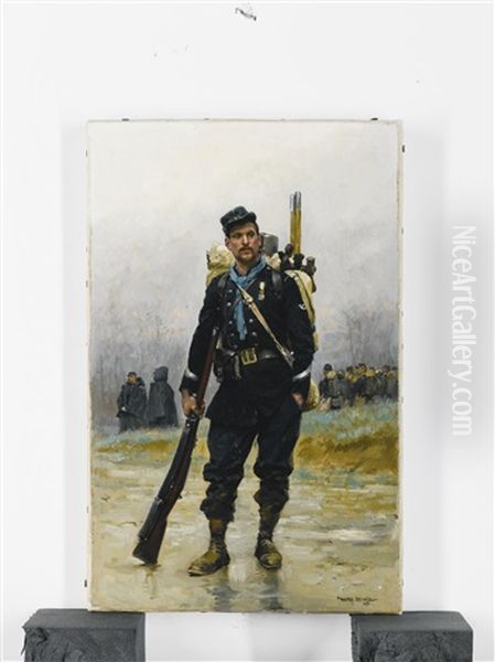 Deux Soldats De La Guerre De 1870 (infanterie De Ligne Et Genie) (2 Works) Oil Painting by Edouard Jean Baptiste Detaille