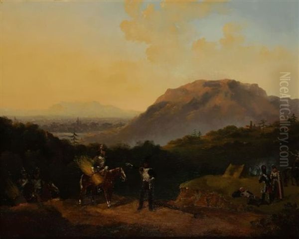 Soldats Dans Un Paysage Montagneux Oil Painting by Edouard Jean Baptiste Detaille