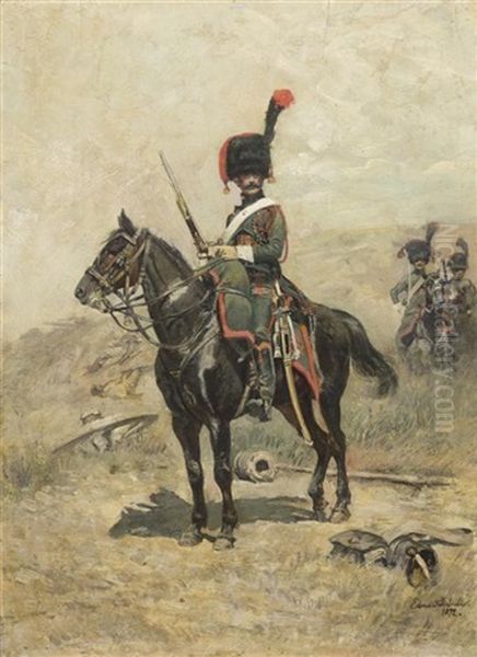 Soldier On Horseback Oil Painting by Edouard Jean Baptiste Detaille