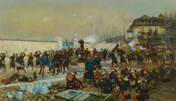 Champigny; Decembre 1870 Oil Painting by Edouard Jean Baptiste Detaille