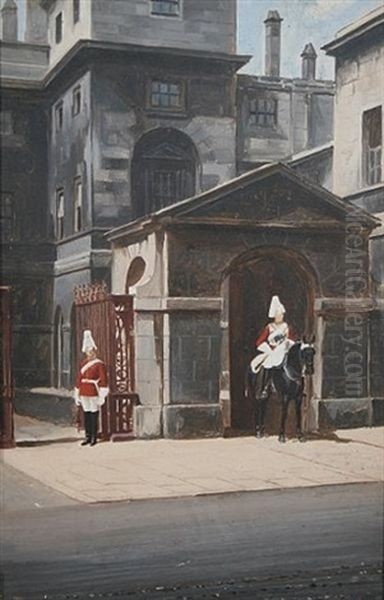 Horseguards (pair) Oil Painting by Edouard Jean Baptiste Detaille