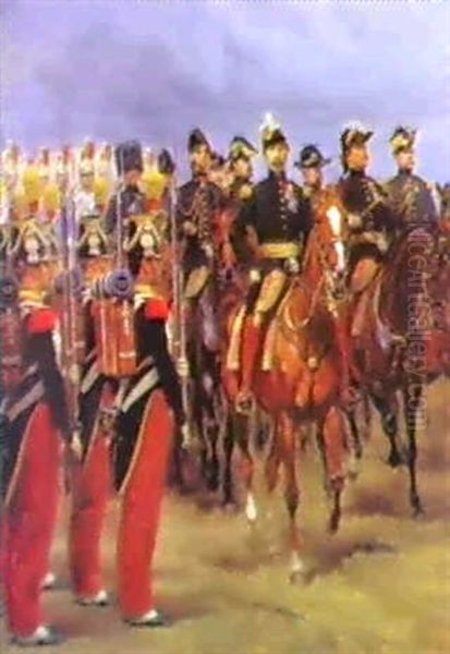 Napoleon Iii Passant Les Troupes En                         Revue Oil Painting by Edouard Jean Baptiste Detaille