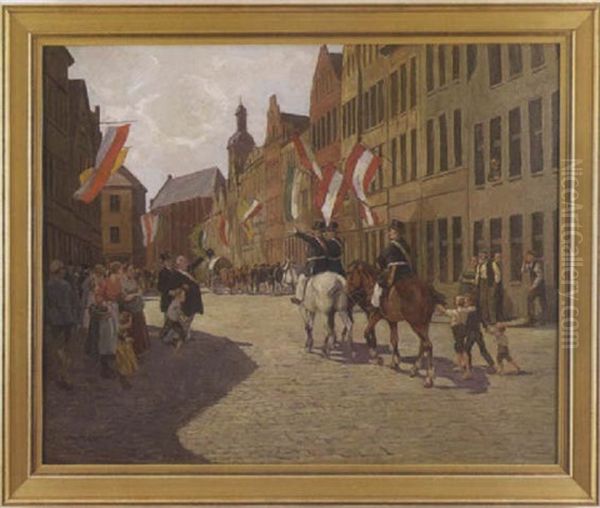 Parade Scene Oil Painting by Oscar Detering