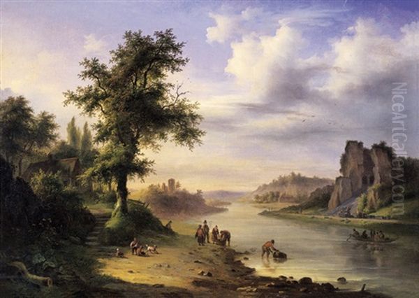 Geanimeerd Rotlandschap Met Ruine Oil Painting by Eugene Napoleon Deterre