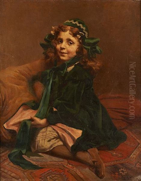 Fillette Au Manteau Vert Oil Painting by Servais Detilleux