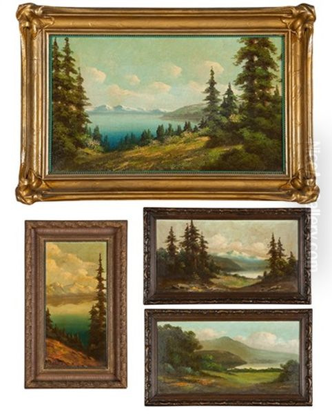 Group Of Four Landscapes Oil Painting by Richard Detreville