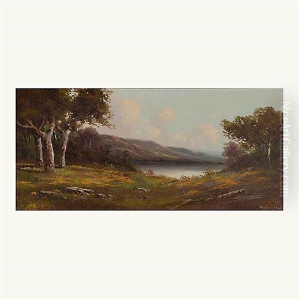 California Majestic Oaks With Lupines Oil Painting by Richard Detreville