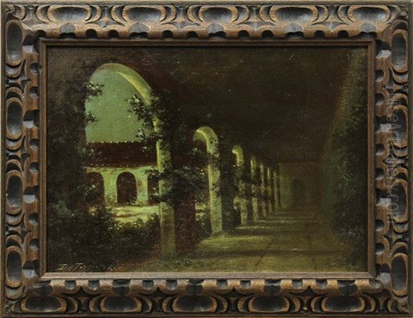 San Juan Capistrano Mission Arches Nocturne Oil Painting by Richard Detreville