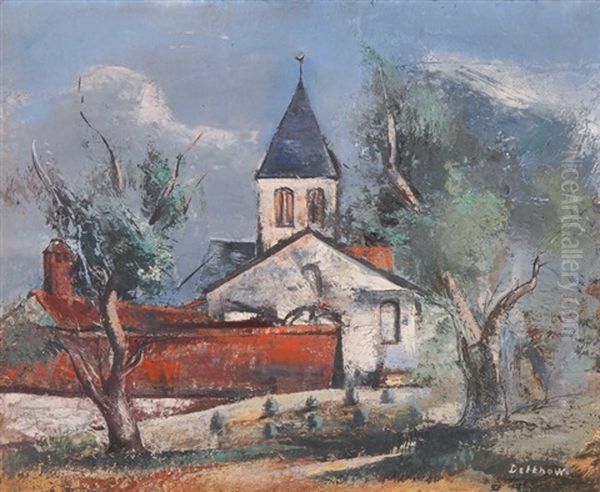 L'eglise De Nointel Oil Painting by Eric Detthow