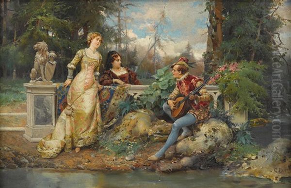 The Court Singer Oil Painting by Cesare Auguste Detti