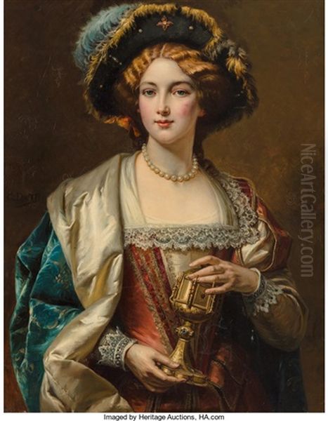 Portrait Of A Noblewoman Oil Painting by Cesare Auguste Detti