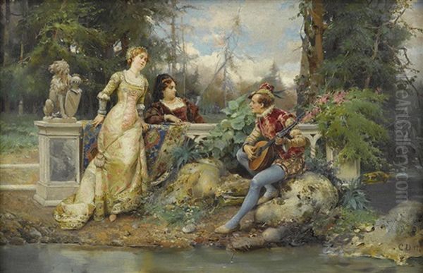 The Court Singer Oil Painting by Cesare Auguste Detti