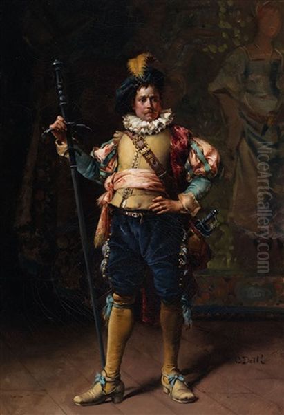 Cavalier Oil Painting by Cesare Auguste Detti