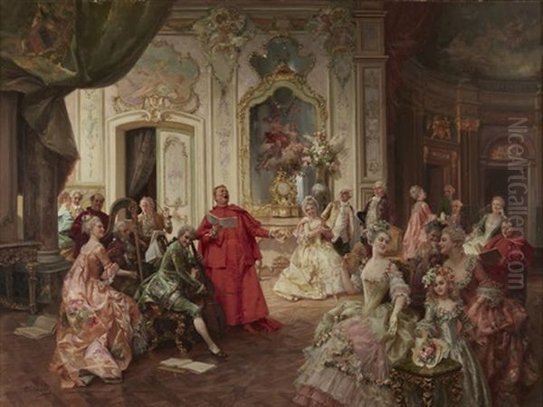 A Delightful Performance Oil Painting by Cesare Auguste Detti