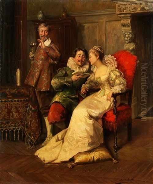 Historische Genreszene Im Renaissance-interieur Oil Painting by Cesare Auguste Detti