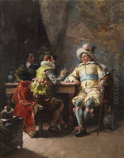 The Lively Debate Oil Painting by Cesare Auguste Detti