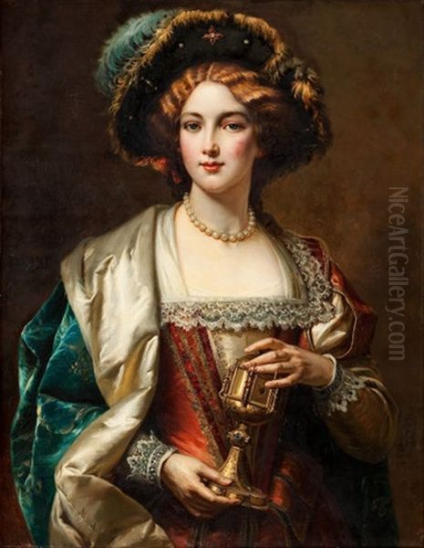 Portrait Of A Noblewoman Oil Painting by Cesare Auguste Detti