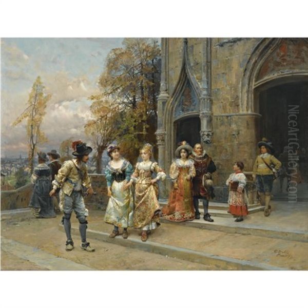 The Courtship Oil Painting by Cesare Auguste Detti