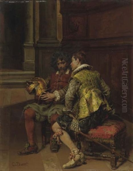 The Conversation Oil Painting by Cesare Auguste Detti