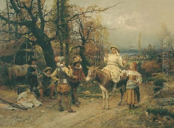 A Chance Encounter Oil Painting by Cesare Auguste Detti