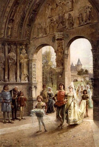 The Wedding Procession Oil Painting by Cesare Auguste Detti