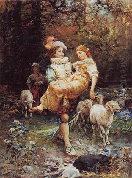 A Fair Burden Oil Painting by Cesare Auguste Detti