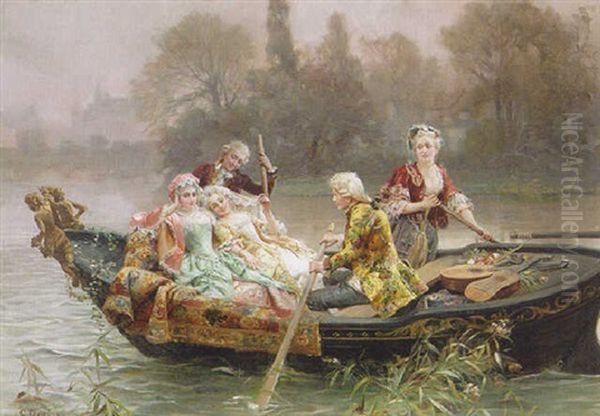 The Boating Party Oil Painting by Cesare Auguste Detti