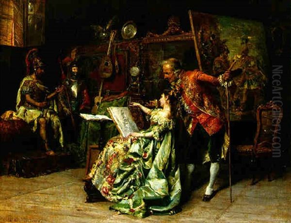 In The Artist's Studio Oil Painting by Cesare Auguste Detti