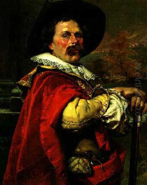 A Cavalier Oil Painting by Cesare Auguste Detti