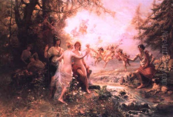 The Judgement Of Paris Oil Painting by Cesare Auguste Detti