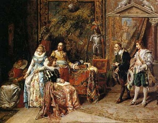 The Introduction Oil Painting by Cesare Auguste Detti