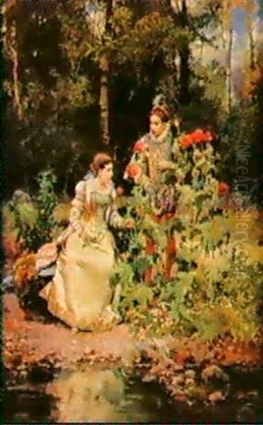 In The Garden Oil Painting by Cesare Auguste Detti