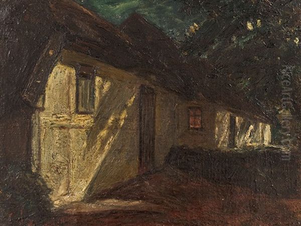 Village At Night Oil Painting by Ludwig Julius Christian Dettmann