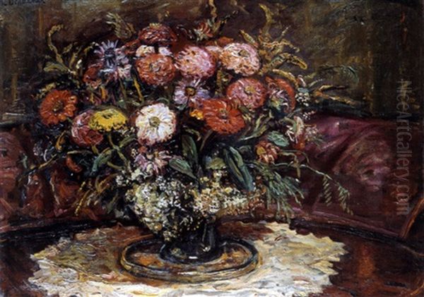 Grosses Blumenstilleben Oil Painting by Ludwig Julius Christian Dettmann