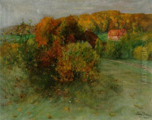 Herbstliche Landschaft In Norddeutschland Oil Painting by Ludwig Julius Christian Dettmann