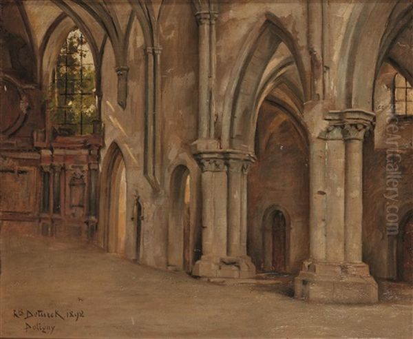 Interieurs De L'eglise De Poligny (jura) Oil Painting by Henri Deturck